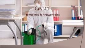  Presentation with pest control - Presentation theme featuring professional-contractor-doing-pest-control background and a soft green colored foreground