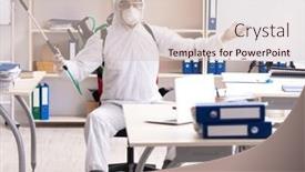  Presentation with pest control - PPT theme consisting of professional-contractor-doing-pest-control background and a soft green colored foreground