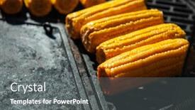 Presentation with food grill - Beautiful PPT layouts featuring professional-cook-prepares-corn backdrop and a gray colored foreground