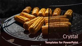  Presentation with food grill - Colorful slide set enhanced with professional-cook-prepares-corn backdrop and a wine colored foreground