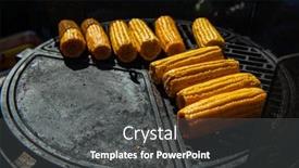  Presentation with food grill - PPT theme featuring professional-cook-prepares-corn background and a dark gray colored foreground