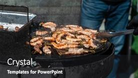  Presentation with food grill - Cool new presentation with professional-cook-prepares-shrimps backdrop and a dark gray colored foreground