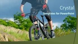  Presentation with mountain bike - Cool new PPT theme with professional-cyclist-riding-the-bike backdrop and a ocean colored foreground