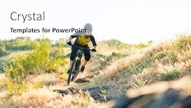  Presentation with mountain bike - PPT layouts having professional-cyclist-riding-the-downhill background and a white colored foreground