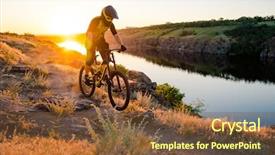  Presentation with mountain bike - Amazing PPT layouts having fly wheel - professional cyclist riding the downhill backdrop and a tawny brown colored foreground