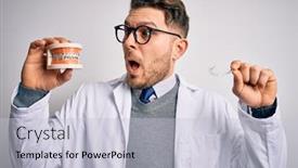  Presentation with orthodontics - Presentation featuring professional-dentist-doctor-holding-denture background and a lemonade colored foreground