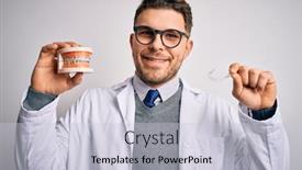  Presentation with orthodontics - Presentation design with professional-dentist-doctor-smiling background and a lemonade colored foreground