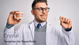  Presentation with orthodontics - PPT theme consisting of professional-dentist-doctor-smiling background and a lemonade colored foreground