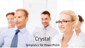  Presentation with demographic millennials business concept - Slide set featuring woman professional development - business concept - smiling businessmen background and a sky blue colored foreground