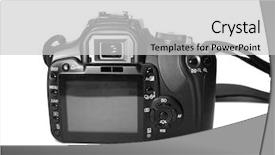  Presentation with white cctv camera on modern - Presentation theme having professional digital camera over white background and a light gray colored foreground