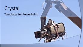  Presentation with video production - PPT layouts enhanced with professional digital video camera equipment background and a light blue colored foreground