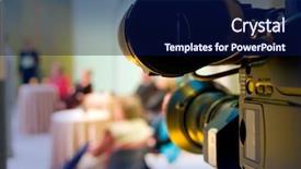  Presentation with video production - Presentation theme having professional digital video camera shoots background and a navy blue colored foreground