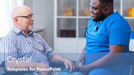  Presentation with home health care - Slide deck enhanced with professional-doctor-helps-an-elderly background and a teal colored foreground