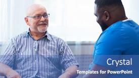  Presentation with home health care - Slide set featuring professional-doctor-helps-an-elderly background and a teal colored foreground