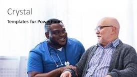  Presentation with home health care - Presentation having professional-doctor-helps-an-elderly background and a white colored foreground
