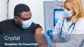  Presentation with hospital safety - Audience pleasing PPT theme consisting of professional-doctor-makes-a-coronavirus backdrop and a ocean colored foreground