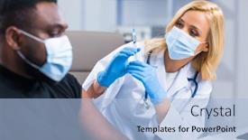  Presentation with hospital safety - Theme enhanced with professional-doctor-makes-a-coronavirus background and a light blue colored foreground