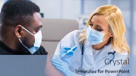  Presentation with hospital safety - Beautiful PPT theme featuring professional-doctor-makes-a-coronavirus backdrop and a light blue colored foreground