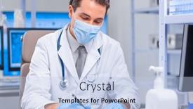  Presentation with patient safety - Amazing slides having professional-doctor-makes-a-coronavirus backdrop and a light blue colored foreground