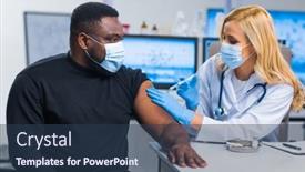  Presentation with hospital safety - Beautiful presentation theme featuring professional-doctor-makes-a-coronavirus backdrop and a tawny brown colored foreground