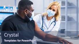  Presentation with patient safety - Presentation enhanced with professional-doctor-makes-a-coronavirus background and a ocean colored foreground