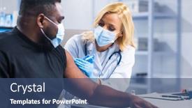  Presentation with hospital safety - Cool new slide deck with professional-doctor-makes-a-coronavirus backdrop and a ocean colored foreground