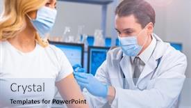  Presentation with hospital safety - Presentation having professional-doctor-makes-a-coronavirus background and a light blue colored foreground