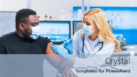  Presentation with hospital safety - Theme consisting of professional-doctor-makes-a-coronavirus background and a light blue colored foreground