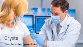  Presentation with hospital safety - Slide set having professional-doctor-makes-a-coronavirus background and a light blue colored foreground