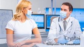  Presentation with hospital safety - Presentation having professional-doctor-makes-a-coronavirus background and a light blue colored foreground