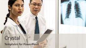  Presentation with discussion - Cool new theme with professional doctors discussion about x backdrop and a soft green colored foreground