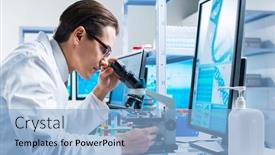  Presentation with research - PPT theme enhanced with professional-doctors-doing-monkeypox-research background and a light blue colored foreground