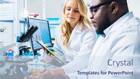  Presentation with research - Theme featuring professional-doctors-doing-monkeypox-research background and a sky blue colored foreground