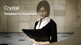  Presentation with business purpose - Beautiful PPT theme featuring professional documents - young women holding a file backdrop and a violet colored foreground