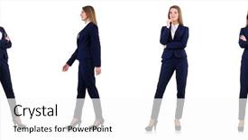  Presentation with professional - Theme featuring professional dress - businesswoman in suit isolated background and a white colored foreground