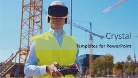  Presentation with controller - Slides with professional-drone-operator-in-virtual background and a light blue colored foreground