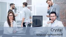  Presentation with email - Amazing theme having professional email writing - businessman and businesswoman sitting backdrop and a light blue colored foreground