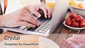  Presentation with email - Audience pleasing presentation design consisting of professional email writing - closeup of a young caucasian backdrop and a lemonade colored foreground