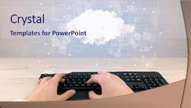  Presentation with first - Cool new presentation design with professional email writing - first person view backdrop and a  colored foreground