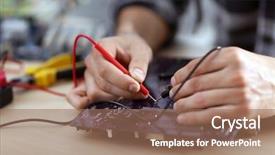  Presentation with computer repair - Audience pleasing PPT theme consisting of professional engineer repair computer details backdrop and a coral colored foreground