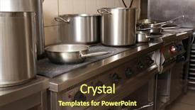  Presentation with restaurant equipment - PPT layouts featuring professional equipment with cookware background and a tawny brown colored foreground