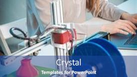  Presentation with professional - PPT theme having professional-female-engineer-working background and a ocean colored foreground