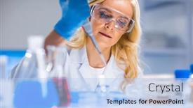  Presentation with research engineer - Cool new theme with professional-female-scientist-is-working backdrop and a light blue colored foreground