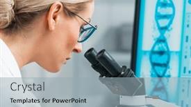  Presentation with research engineer - Presentation having professional-female-scientist-is-working background and a light gray colored foreground