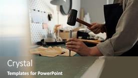  Presentation with professional - PPT theme with professional-female-tanner-keeping-hammer background and a  colored foreground