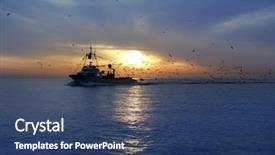  Presentation with fishing boat - Slides with professional fishing boat and seagull background and a ocean colored foreground