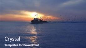  Presentation with fishing boat - Slides with professional fishing boat and seagull background and a ocean colored foreground