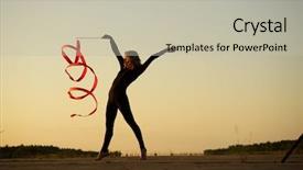  Presentation with professional gymnast - Beautiful theme featuring professional gymnast woman dancer posing with ribbon backdrop and a mint green colored foreground