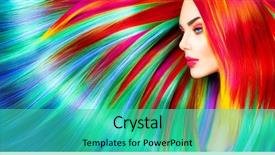  Presentation with hair colouring - Audience pleasing PPT theme consisting of professional hair coloring colouring rainbow backdrop and a teal colored foreground