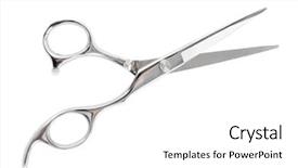  Presentation with isolation - Cool new PPT theme with professional haircutting scissors studio isolation backdrop and a white colored foreground